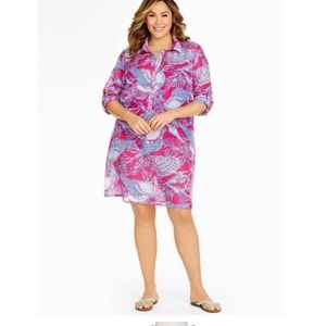 Talbots Seashell Printed Swimsuit Cover Tunic Dress. Sz. 1X